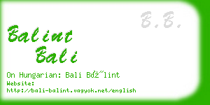 balint bali business card